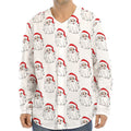 Christmas Santa Claus Pattern Print Long Sleeve Baseball Jersey