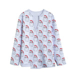 Christmas Santa Claus Pattern Print Long Sleeve Short Coat
