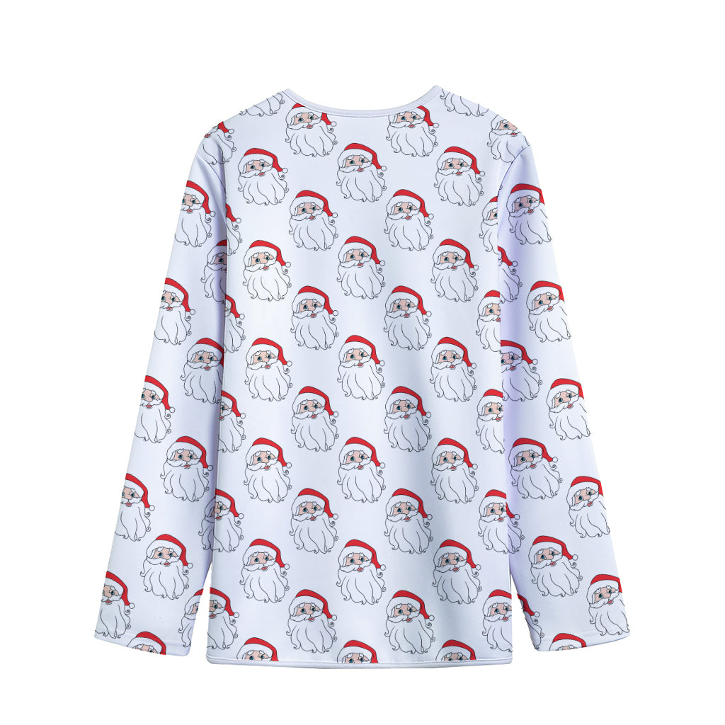 Christmas Santa Claus Pattern Print Long Sleeve Short Coat