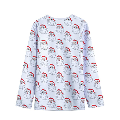 Christmas Santa Claus Pattern Print Long Sleeve Short Coat