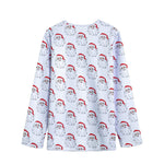 Christmas Santa Claus Pattern Print Long Sleeve Short Coat