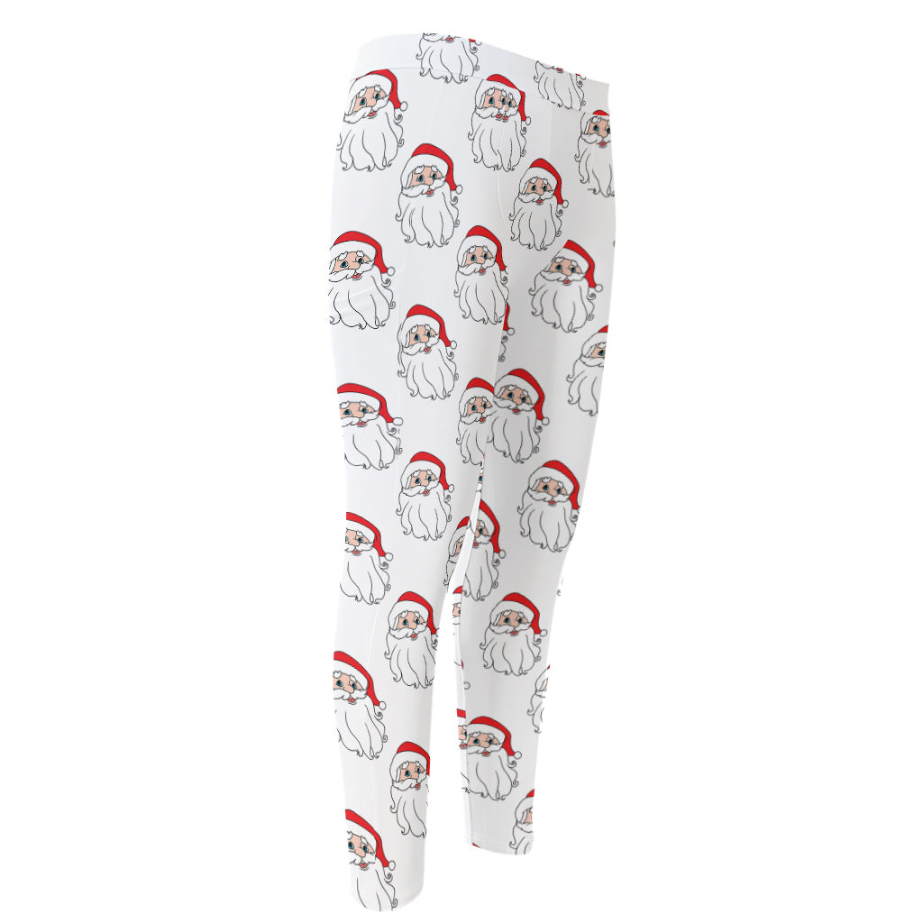Christmas Santa Claus Pattern Print Men's Compression Pants