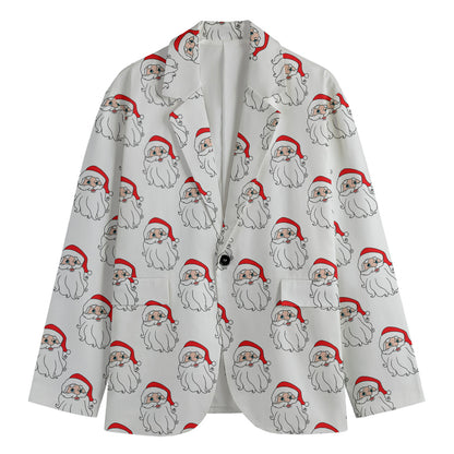Christmas Santa Claus Pattern Print Men's Cotton Blazer