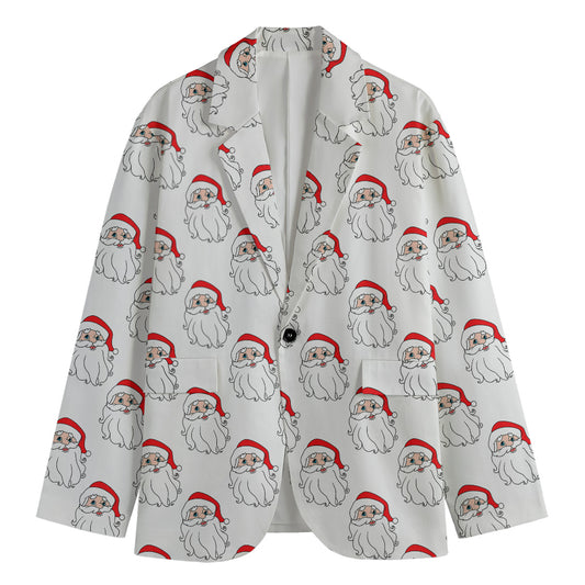 Christmas Santa Claus Pattern Print Men's Cotton Blazer