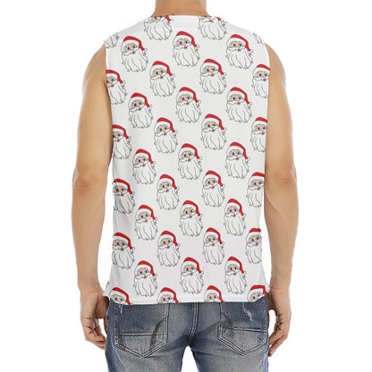 Christmas Santa Claus Pattern Print Men's Fitness Tank Top
