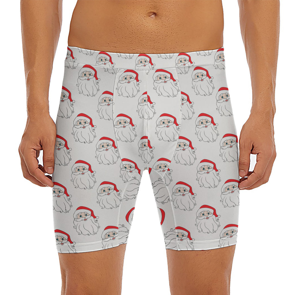 Christmas Santa Claus Pattern Print Men's Long Boxer Briefs