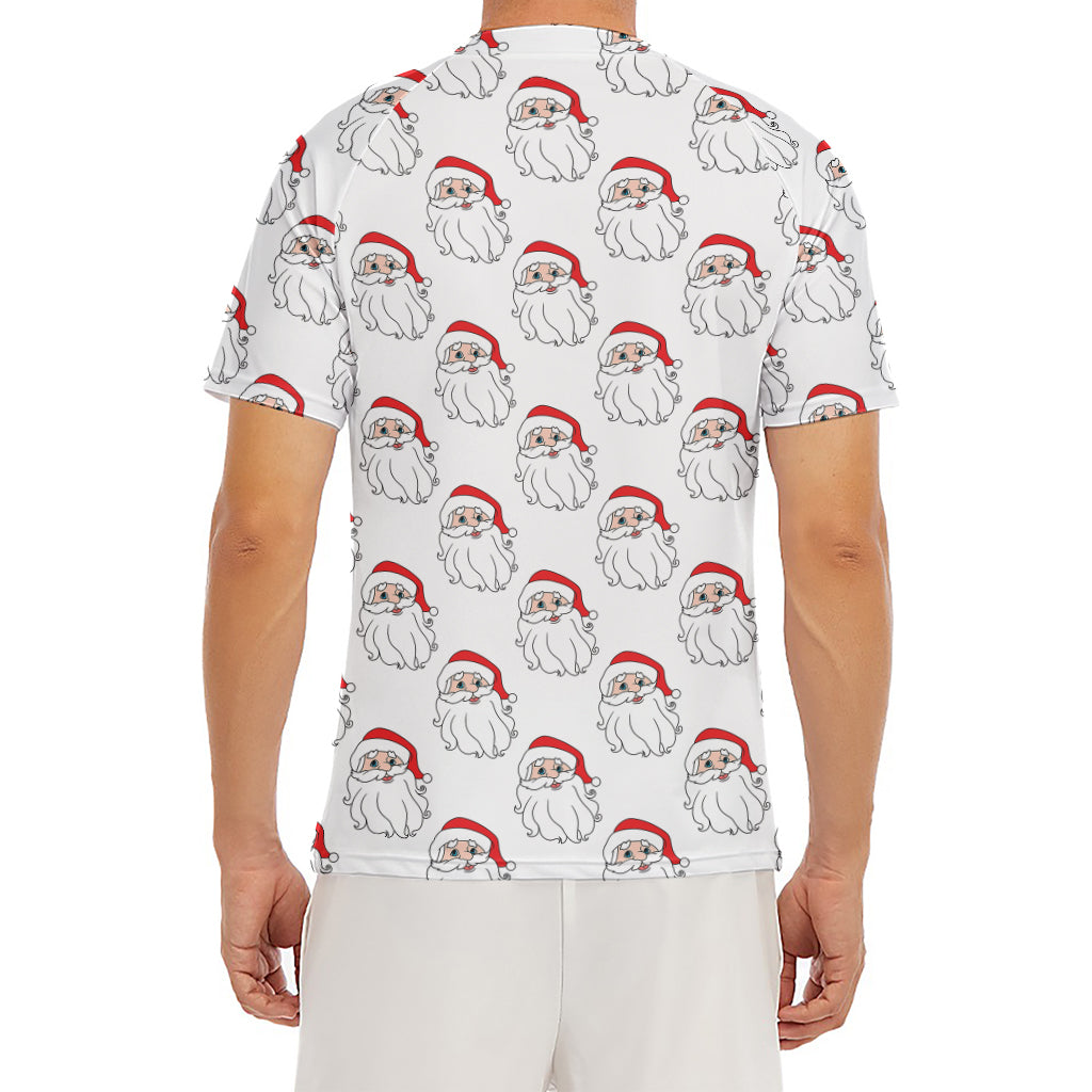 Christmas Santa Claus Pattern Print Men's Short Sleeve Rash Guard