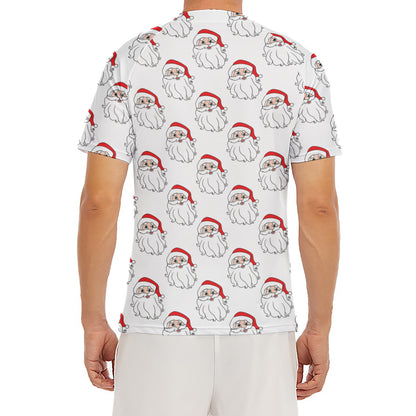 Christmas Santa Claus Pattern Print Men's Short Sleeve Rash Guard