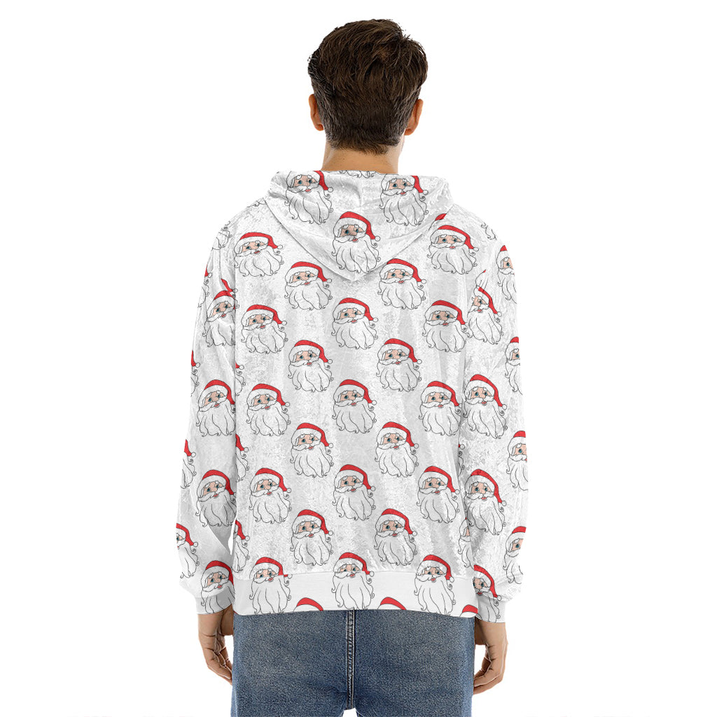 Christmas Santa Claus Pattern Print Men's Velvet Pullover Hoodie