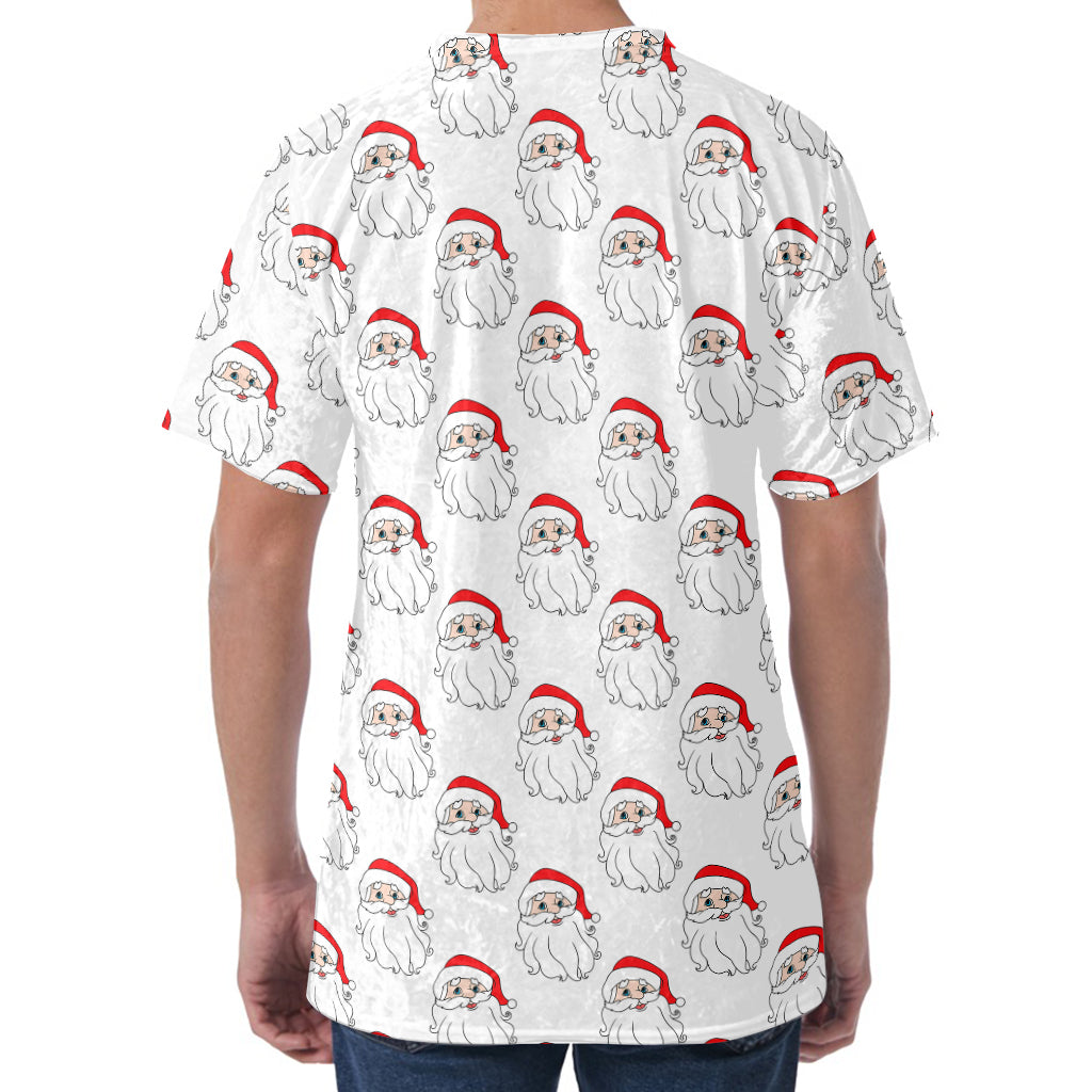 Christmas Santa Claus Pattern Print Men's Velvet T-Shirt
