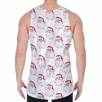 Christmas Santa Claus Pattern Print Men's Velvet Tank Top