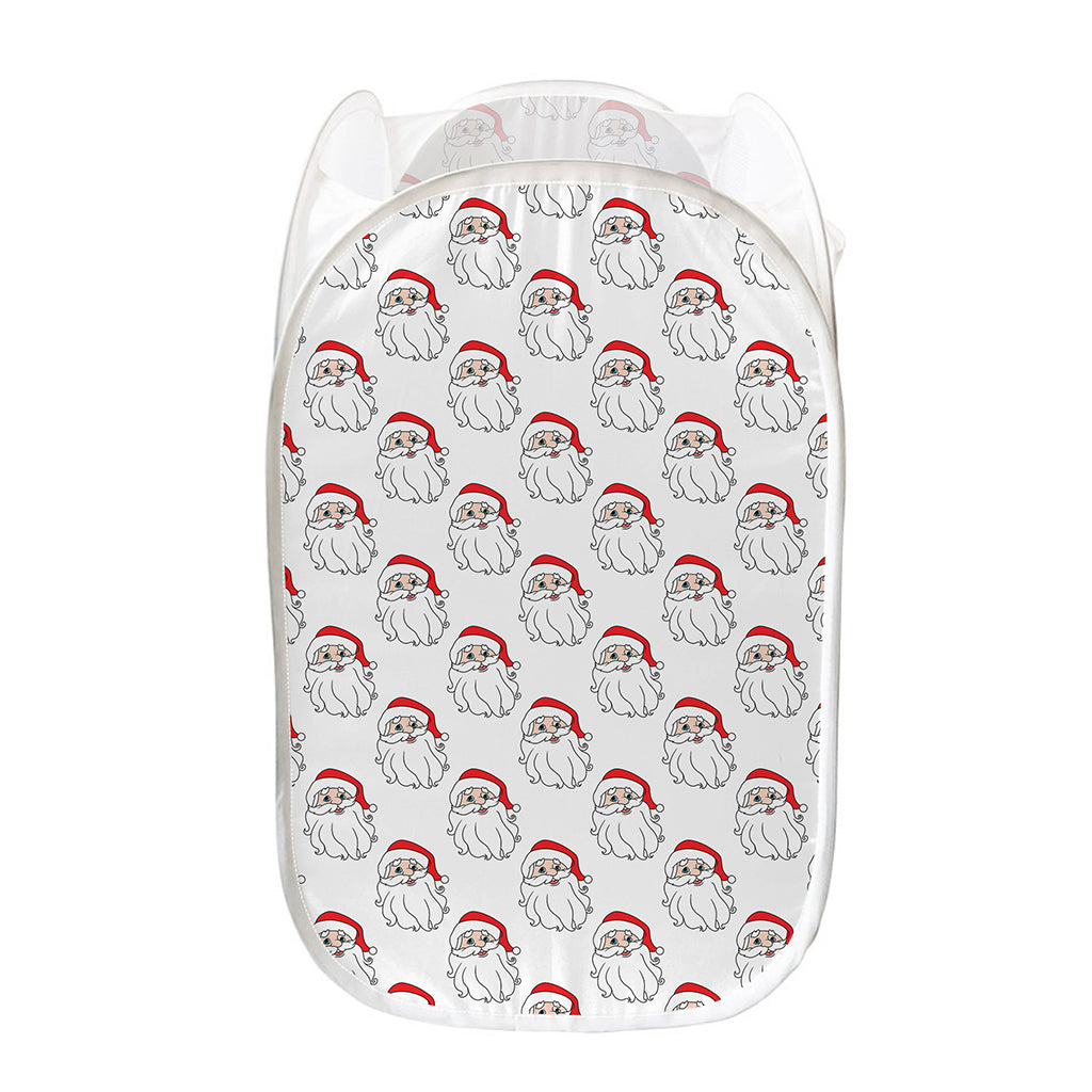 Christmas Santa Claus Pattern Print Mesh Laundry Hamper
