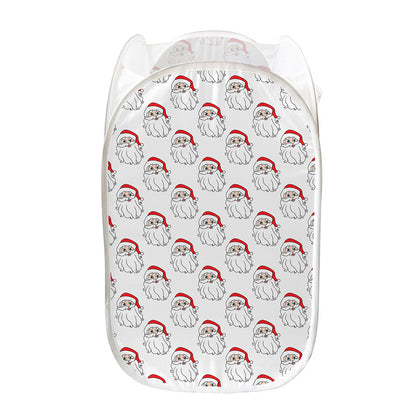 Christmas Santa Claus Pattern Print Mesh Laundry Hamper