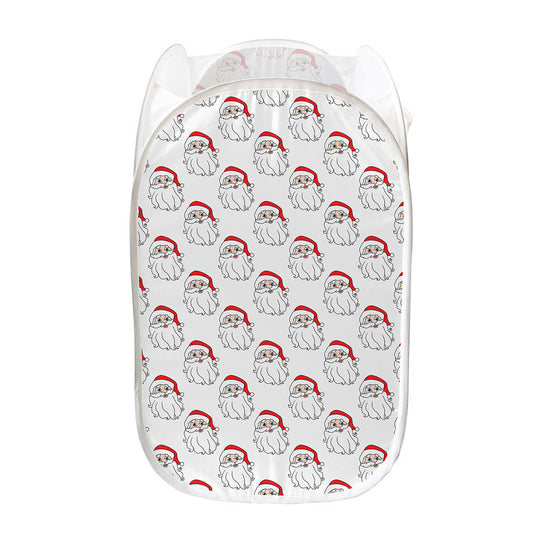 Christmas Santa Claus Pattern Print Mesh Laundry Hamper
