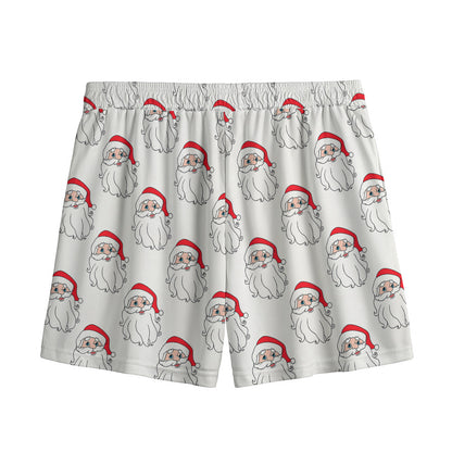 Christmas Santa Claus Pattern Print Mesh Shorts