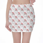 Christmas Santa Claus Pattern Print Pencil Mini Skirt