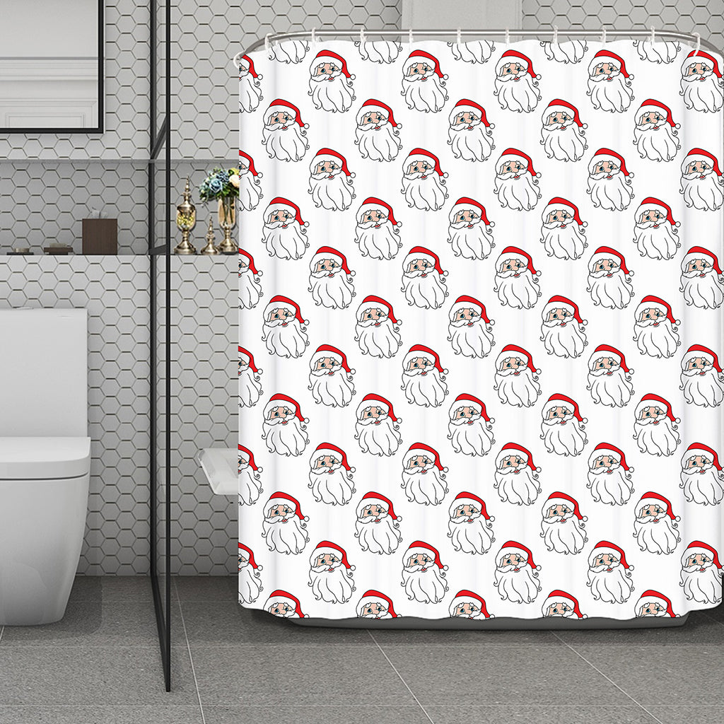 Christmas Santa Claus Pattern Print Polyester Shower Curtain
