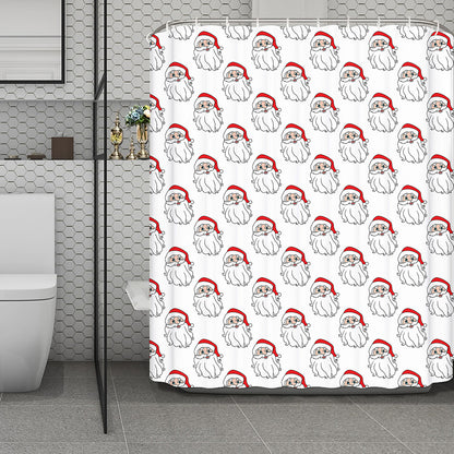 Christmas Santa Claus Pattern Print Polyester Shower Curtain