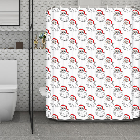 Christmas Santa Claus Pattern Print Polyester Shower Curtain