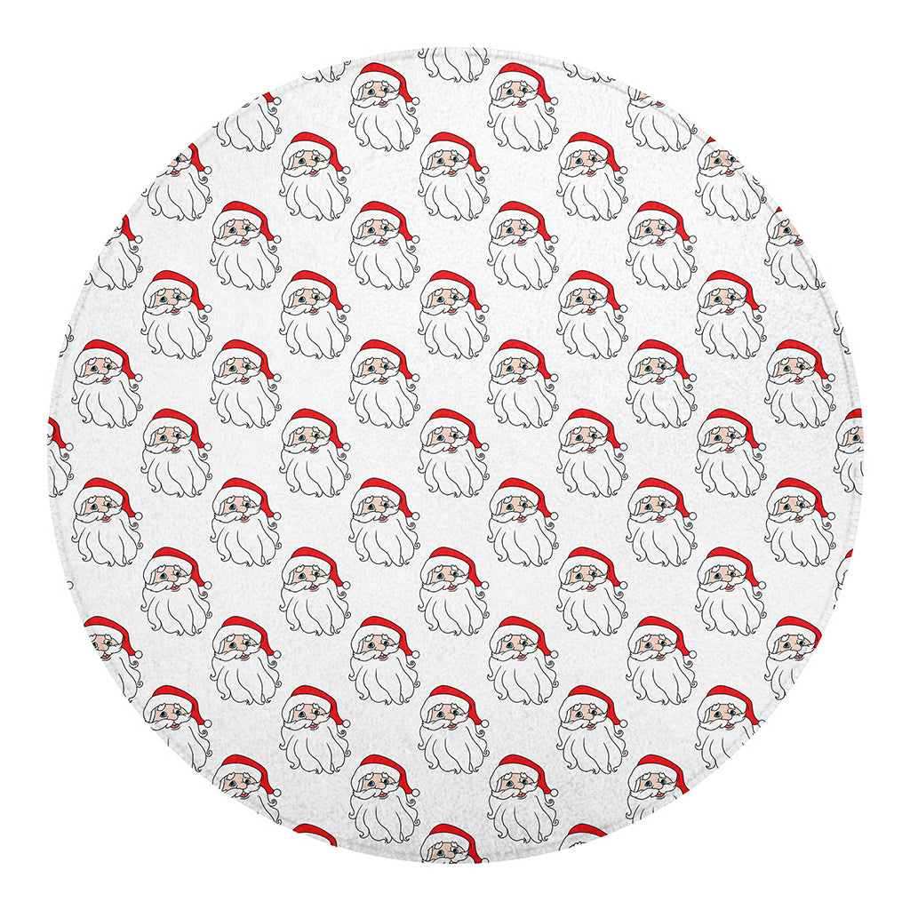 Christmas Santa Claus Pattern Print Round Blanket