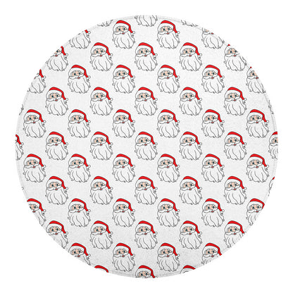 Christmas Santa Claus Pattern Print Round Blanket