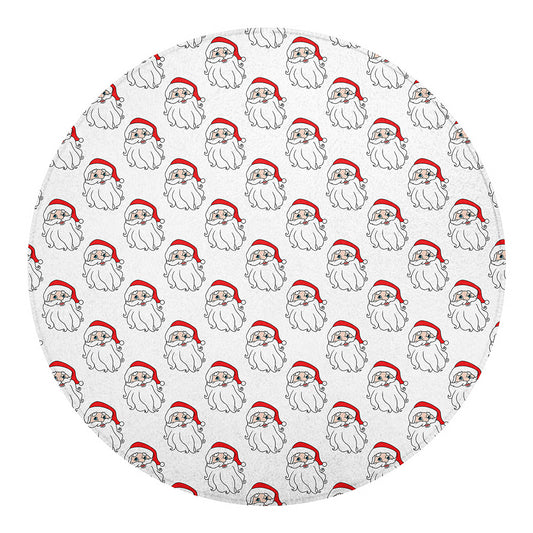 Christmas Santa Claus Pattern Print Round Blanket