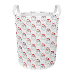 Christmas Santa Claus Pattern Print Round Laundry Basket
