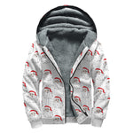 Christmas Santa Claus Pattern Print Sherpa Lined Zip Up Hoodie