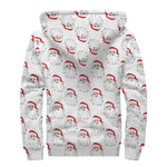 Christmas Santa Claus Pattern Print Sherpa Lined Zip Up Hoodie