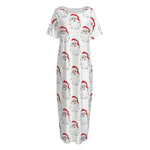 Christmas Santa Claus Pattern Print Short Sleeve Long Nightdress