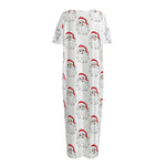 Christmas Santa Claus Pattern Print Short Sleeve Long Nightdress