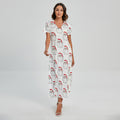 Christmas Santa Claus Pattern Print Short Sleeve Maxi Dress