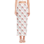 Christmas Santa Claus Pattern Print Side Slit Maxi Skirt