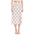 Christmas Santa Claus Pattern Print Side Slit Midi Skirt