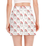 Christmas Santa Claus Pattern Print Side Slit Mini Skirt