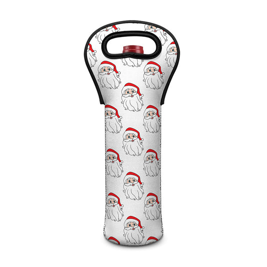 Christmas Santa Claus Pattern Print Single Neoprene Wine Tote