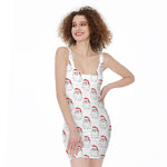 Christmas Santa Claus Pattern Print Sleeveless Bodycon Dress
