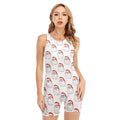 Christmas Santa Claus Pattern Print Sleeveless One Piece Swimsuit