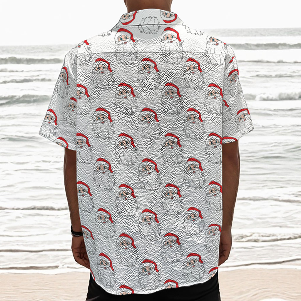 Christmas Santa Claus Pattern Print Textured Short Sleeve Shirt