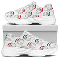 Christmas Santa Claus Pattern Print White Chunky Shoes