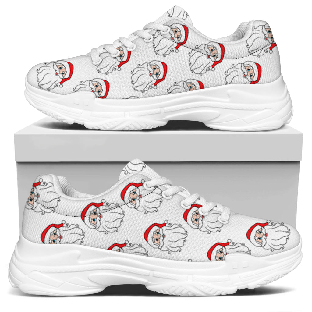 Christmas Santa Claus Pattern Print White Chunky Shoes