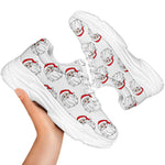 Christmas Santa Claus Pattern Print White Chunky Shoes
