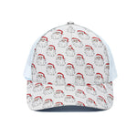 Christmas Santa Claus Pattern Print White Mesh Trucker Cap