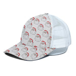 Christmas Santa Claus Pattern Print White Mesh Trucker Cap
