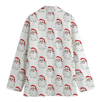 Christmas Santa Claus Pattern Print Women's Blazer