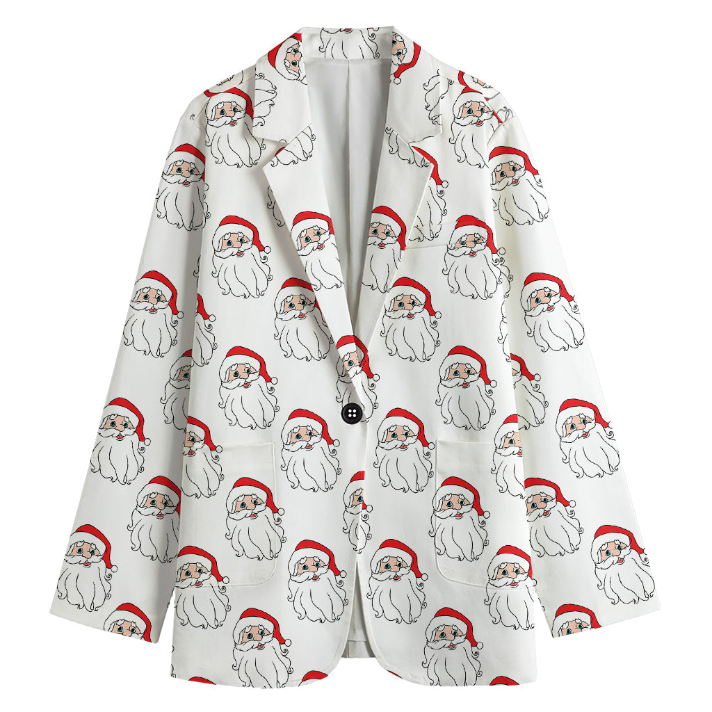 Christmas Santa Claus Pattern Print Women's Cotton Blazer