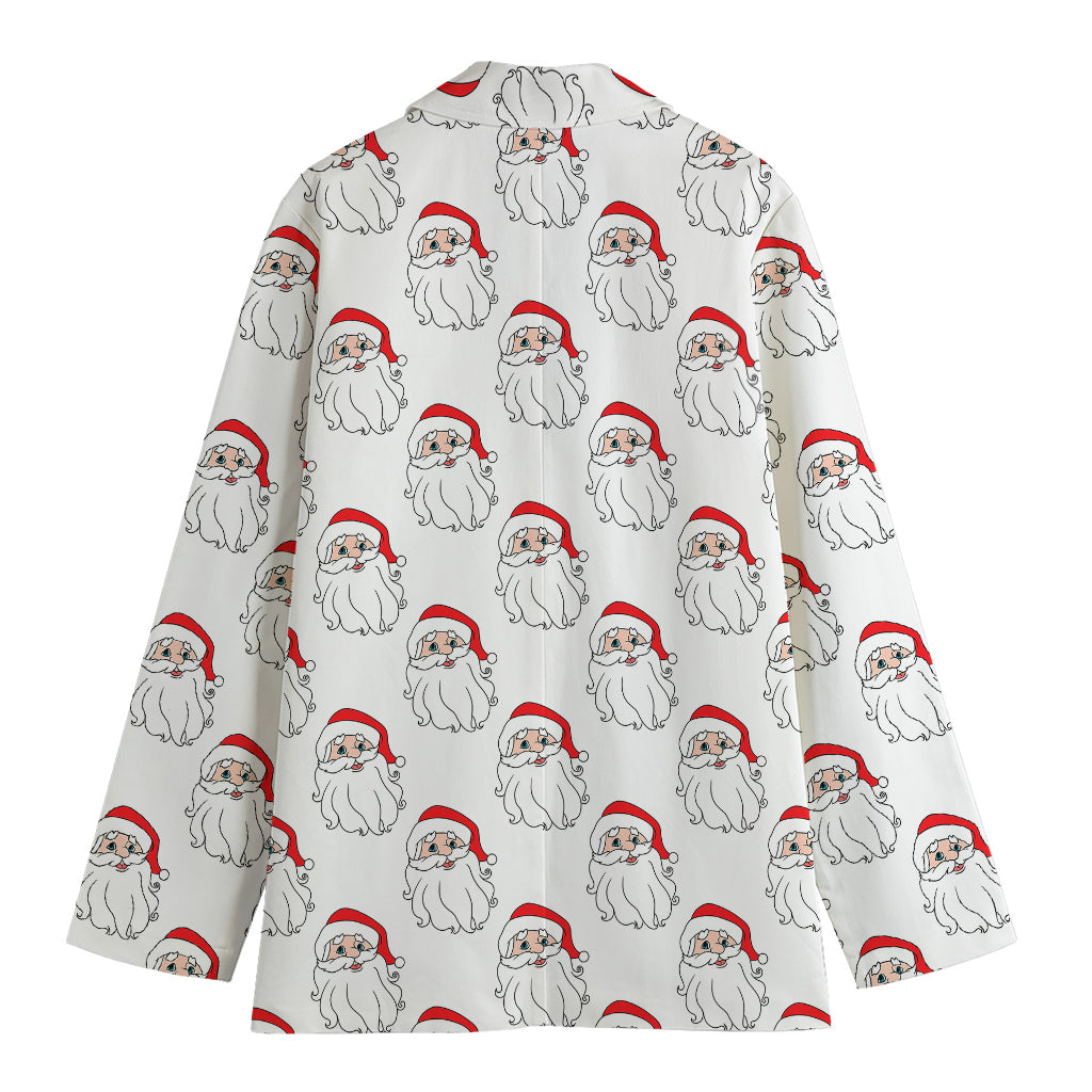 Christmas Santa Claus Pattern Print Women's Cotton Blazer