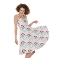 Christmas Santa Claus Pattern Print Sleeveless Knee Length Dress