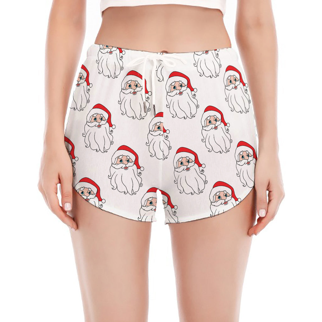 Christmas Santa Claus Pattern Print Women's Split Running Shorts