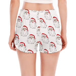 Christmas Santa Claus Pattern Print Women's Split Running Shorts